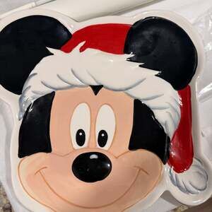 Disney Mickey Mouse Santa Hat Holiday Ceramic Serving Platter